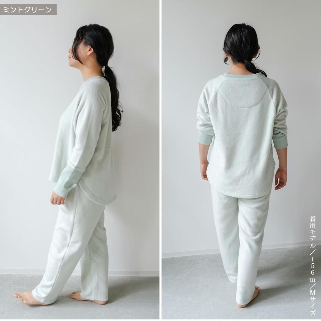 Moisturizing Lyocell Blend Fleece Raglan Pajamas [Wearable Cream] (Beige L)
