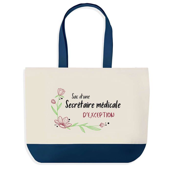 Tote bag - PLANETEE - Secrétaire Médicale d'exception (fond bleu) - Coton 40x45 cm - Grand format