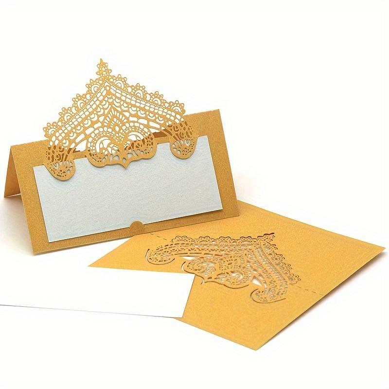 1set 20pcs Three-dimensional Lace Laser Hollowing Textured Holiday Handwritten Wedding Table Name Tent Insert Cards