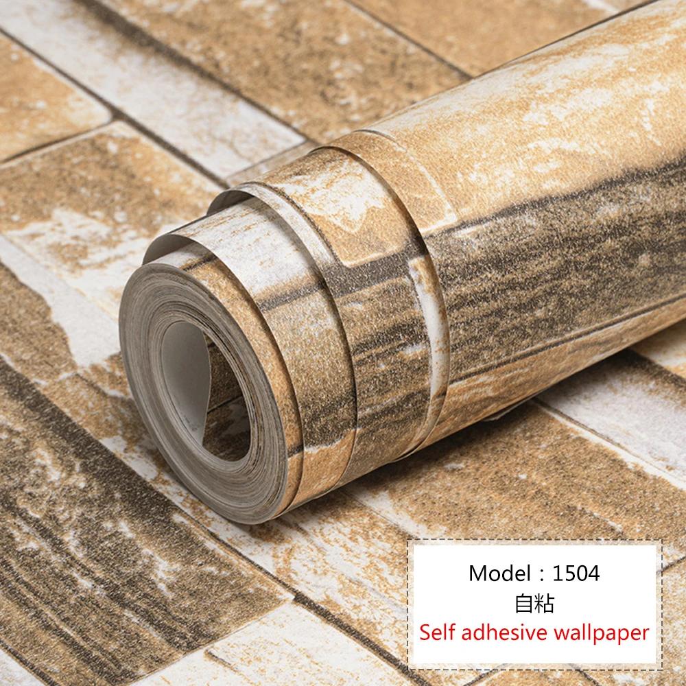 Self Adhesive Wallpaper Cafe Clothing Store Restaurant Brick Pattern Wallpaper 3D Retro Brick Culture Stone Pattern Wallpapers