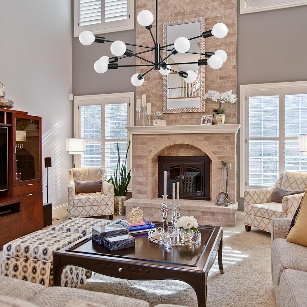 Современные люстры-спутники, 12-ламповые черные люстры для столовой, регулируемые по высоте потолочные светильники, люстра в стиле кантри для кухонного острова