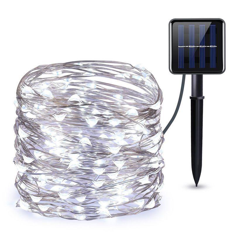 High Efficiency Solar Powered 100 Led Copper Wire Light String For Garden