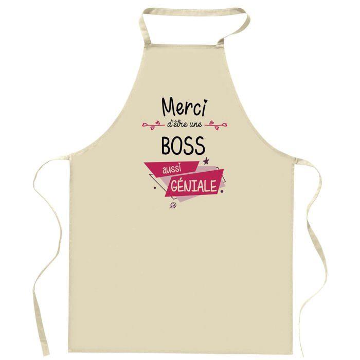 Tablier de cuisine - Boss Merci Géniale - Impression bretonne - Coton épais résistant - Liens ajustables