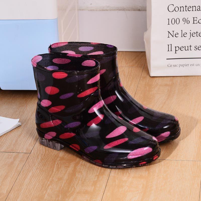 Rain shoes rain boots short tube fashion non-slip waterproof shoes water boots female adult cute overshoes summer