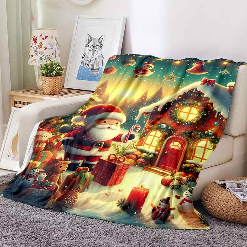 Cartoon Santa Claus Merry Christmas Snowman New Year Gift Soft Flannel Blanket for Beds Bedroom Sofa,Throw Blanket for Cover