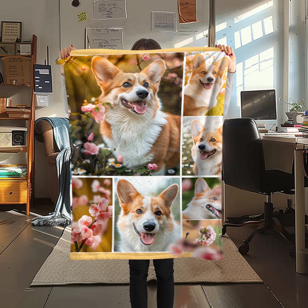 1Pc Corgi Print Flannel Blanket, High quality Comfortable for All Seasons, Home Decor, Warmth and Comfort, Perfect for Christmas Gifts