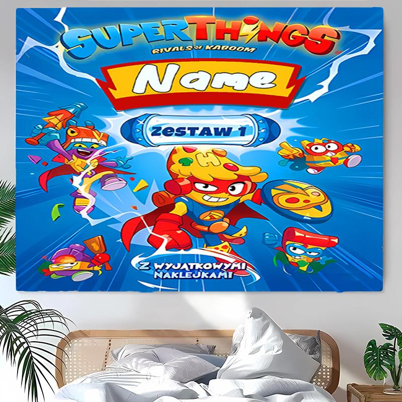 Personalized SuperZings Background Tapestry,Custom Name Birthday Party,Multifunctional Wall Decoration for Home Decor,Various Occasions