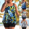 New Women's Swimsuit Two Piece Tankini Set Large Size Floral Print Bikinis 2023 Woman Female Summer Swimwear Bathing Suit