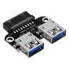 Female Motherboard Adapter USB 3.0 19 20 Pin Socket To Dual USB 3.0 A Splitter Anti-Interference Ability Stability