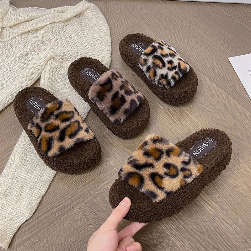 Зима Новые Женские Плоские Удобные Матовые Теплые Роскошные Модные Нескользящие Толстая Подошва Можно Носить На Улице Тапочки Женская Обувь