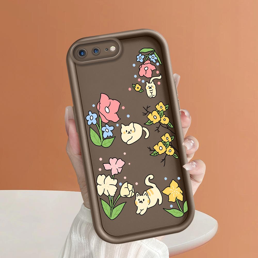 Чехол для телефона с рисунком мультяшного кота и цветов для iPhone Samsung Galaxy Xiaomi Redmi POCO HUAWEI Honor, противоударный резиновый мягкий гибкий чехол