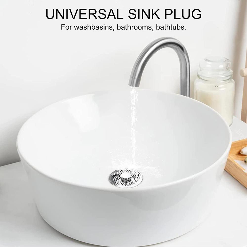 Универсальная серебристая всплывающая пробка для раковины 3 в 1, подходит для калибра 25-38 мм