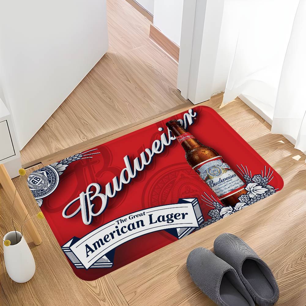 B-BudweiserS Beer Door Mat Washable Non-Slip Living Room Sofa Chairs Area Mat Kitchen Toilet Rug