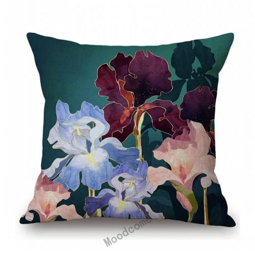 Home Decorative Nordic Metallic Gold Art Lotus Flower Cactus Sunrise Scenery Sofa Throw Pillow Case Cotton Linen Cushion Cover