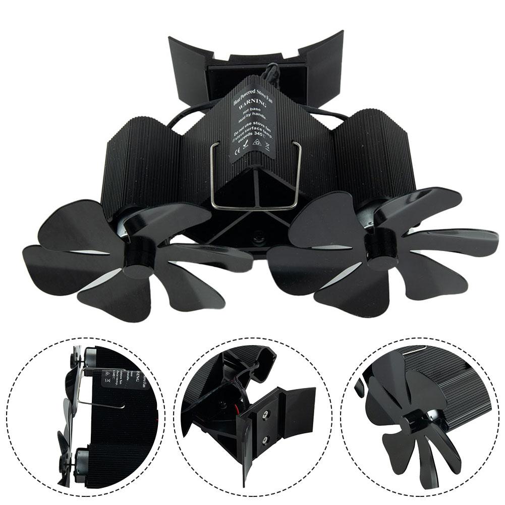 Благоустройство дома Вентилятор для камина Алюминиевые черные лопасти Вентилятор для камина Двойные головки Термоэлектрический модуль Настенный