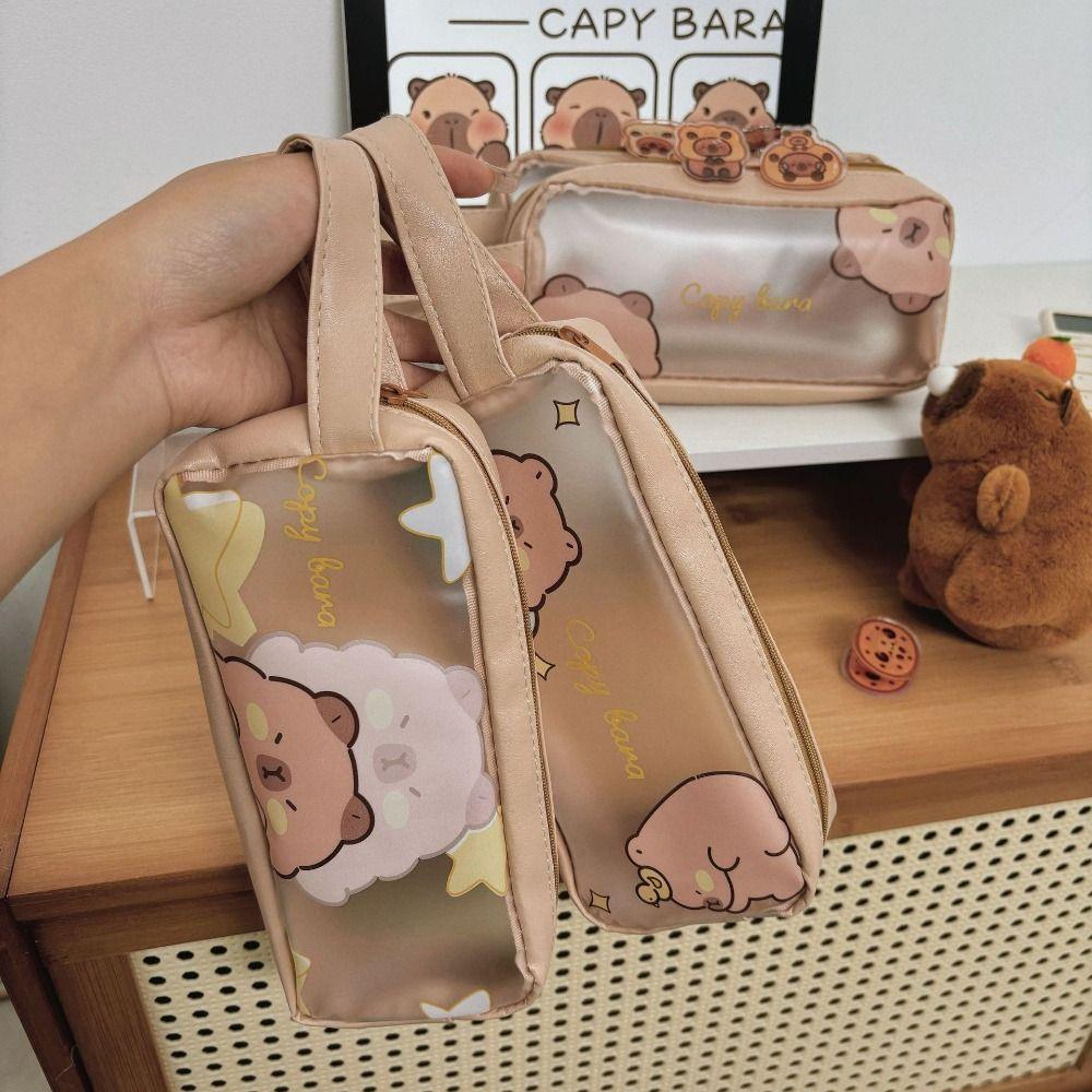 PVC Capybara Pencil Bag Kawaii Stationery Bag Desktop Organizer Cartoon Pen Bag  Student