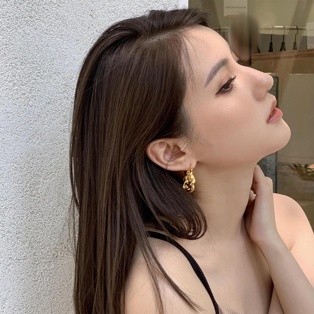 Винтажные серьги-кольца с геометрическим узором 14 карат для женщин, дизайнерские массивные серьги-кольца золотого цвета, свадебные украшения 2023 г.