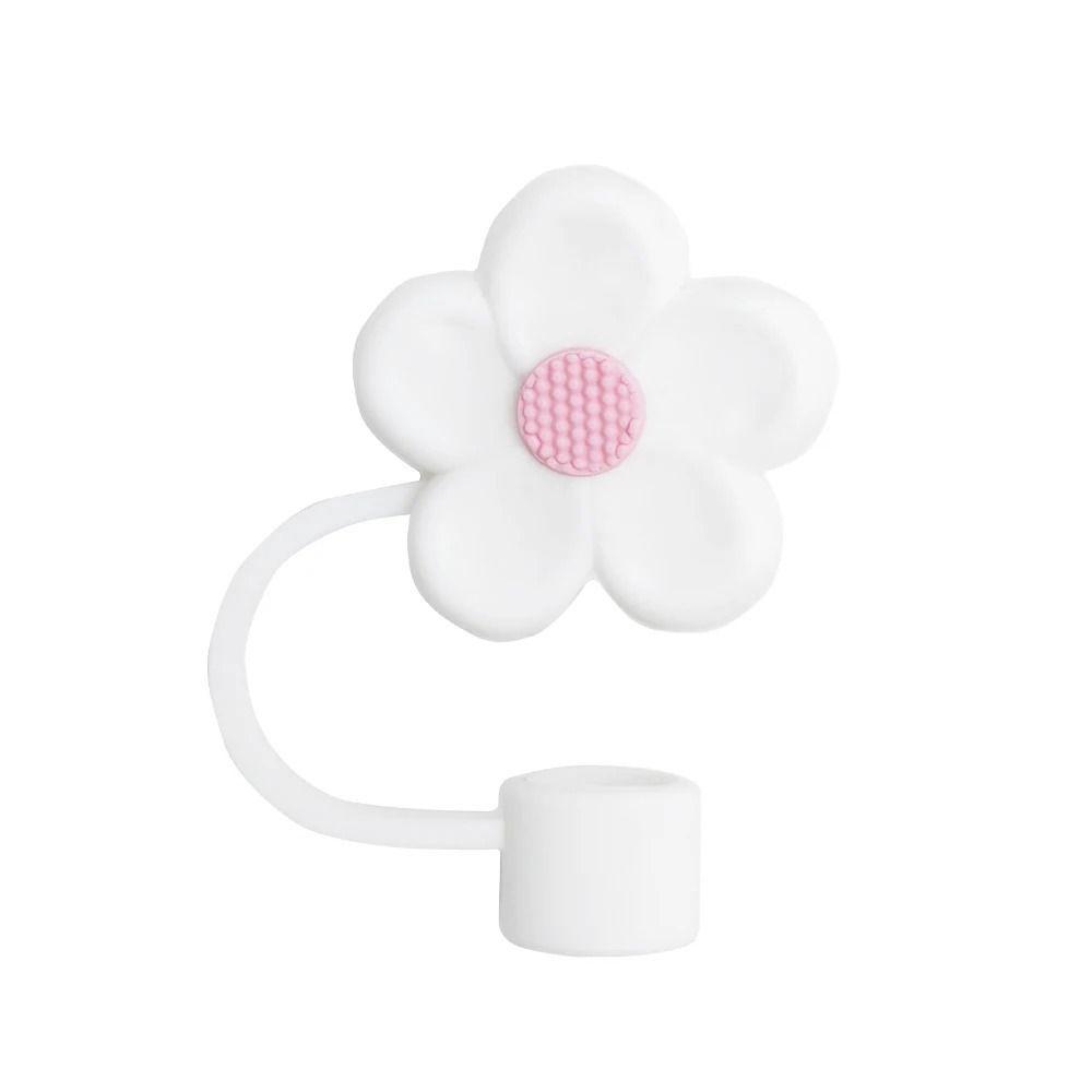 Soft Silicone Straw Covers Dust-Proof Flower Straw Toppers Creative Drinking Dust Cap for Tumblers