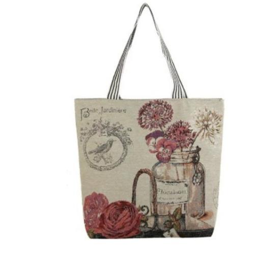 Harajuku Style Cartoon Canvas Bag, Literary Large-Capacity Shoulder Bag, Linen Trendy Cool Ethnic Style Women'S Bag