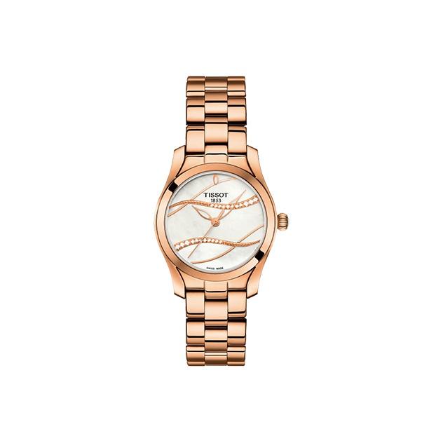 Tissot Коллекция Wave Кварцевый механизм Водонепроницаемость 30м Женские часы 30мм Белый циферблат T112.210.33.111.00