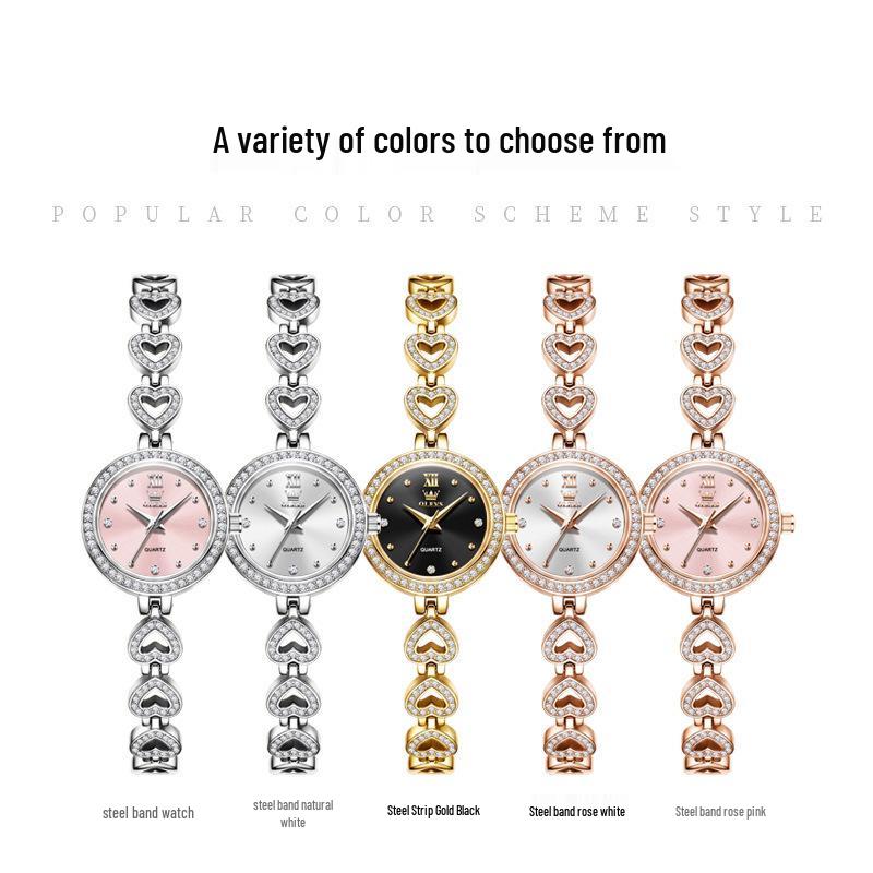 Oulishi Quartz Women's Heart Bracelet Fashion Waterproof Watch