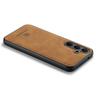 DG.MING For Samsung Galaxy S25 FE Case PU Leather Covered PC + TPU Hybrid Phone Shell