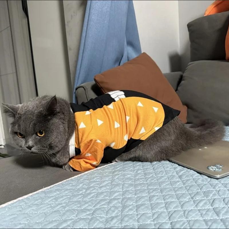 Anime Pets Cosplay Rengoku Kyoujurou Pet Cosplay Photography Rengoku Kyoujurou Cat Clothes Dog Ghost Killing Team Pets