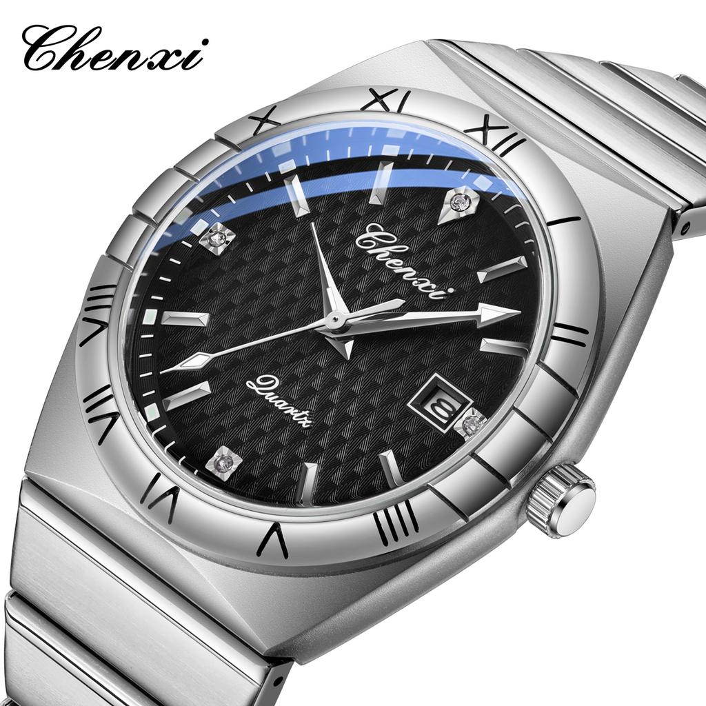 Men's Quartz Watches Fashion Luminous Calendar Stainless Steel Strap Waterproof Business Elegant Male Wristwatch