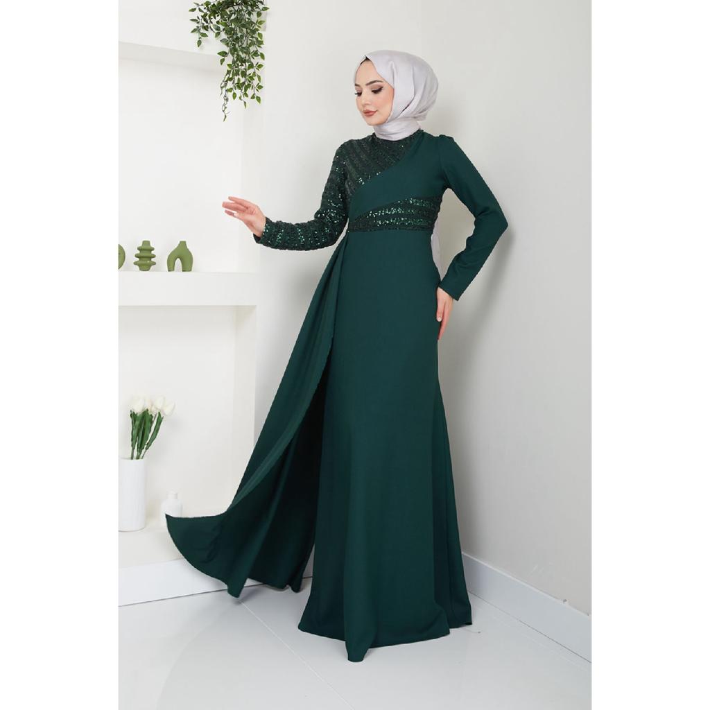 Женская одежда Вечернее платье Модное накидка с блестками Хиджаб Вечернее платье в форме рыбы 2711 Черный