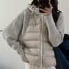 Модная женская короткая куртка Зимние куртки С капюшоном Вязаные рукава Свободная Толстая Теплая Женская парка