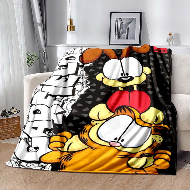 Cartoon Cute Yellow Cat G-Garfield Anime Blanket Flannel Extra Large Warm Soft Sofa Bed Bedroom Portable Blanket Bed Cover Gift
