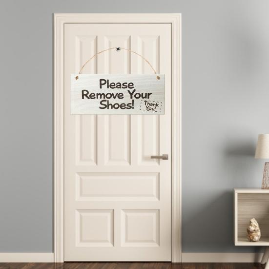 Creative with Hanging Rope Practical Decorative Please Remove Your Shoes Hanging Plaque Door Plaque