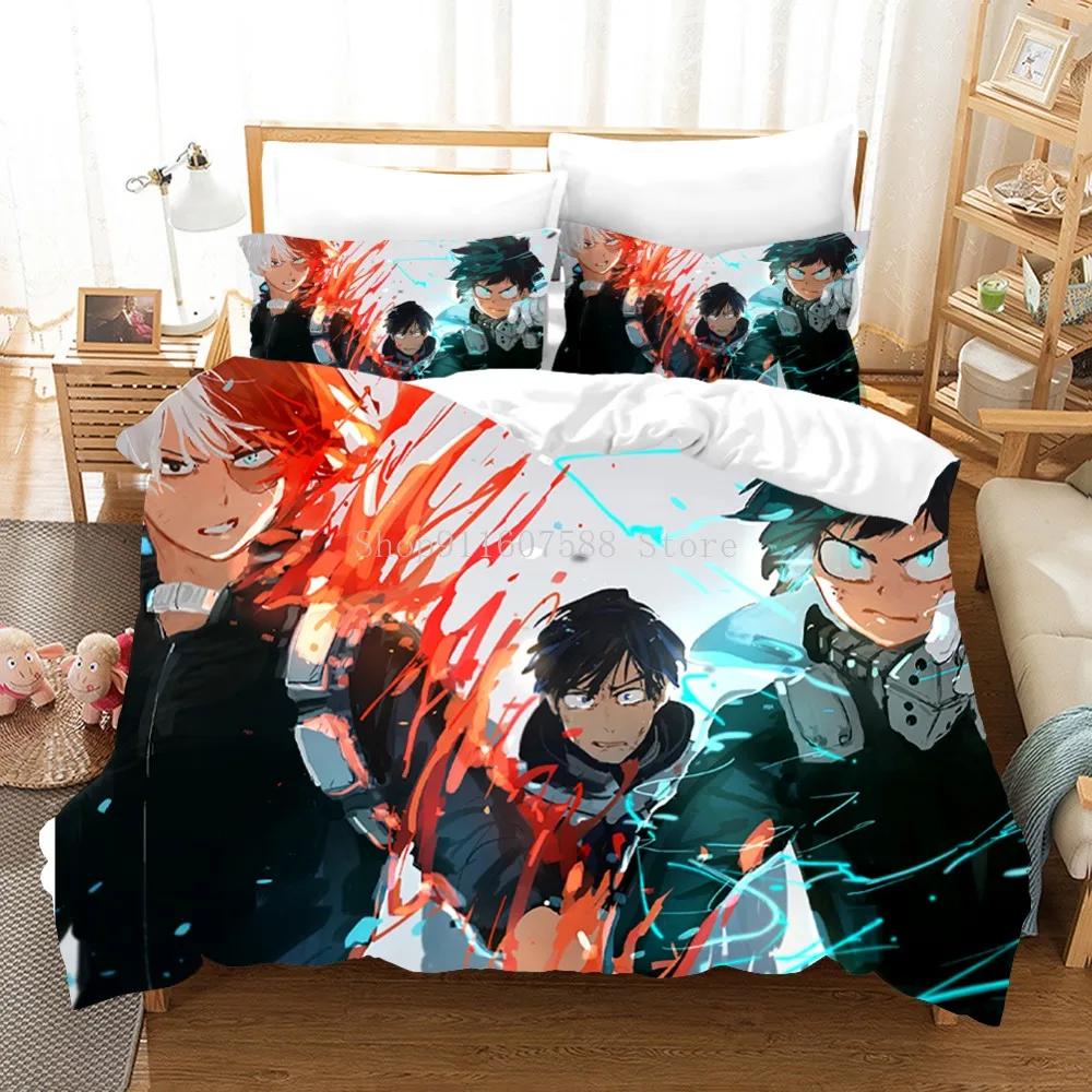 Anime My Hero Academia Printed Bedding Collection Cartoon Duvet Covers Pillowcases Comforter Bedding Collection Bedclothes With Bed Linen