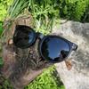 Wooden Polarized Round Sunglasses UV400 Handmade Great Gift for Men and Women [WOODONLY] - Protection, Sunglasses, (Black + Gray)