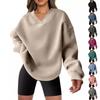 Women's Casual Fashion Solid Color Long-sleeved Loose Round Neck Sweatshirt