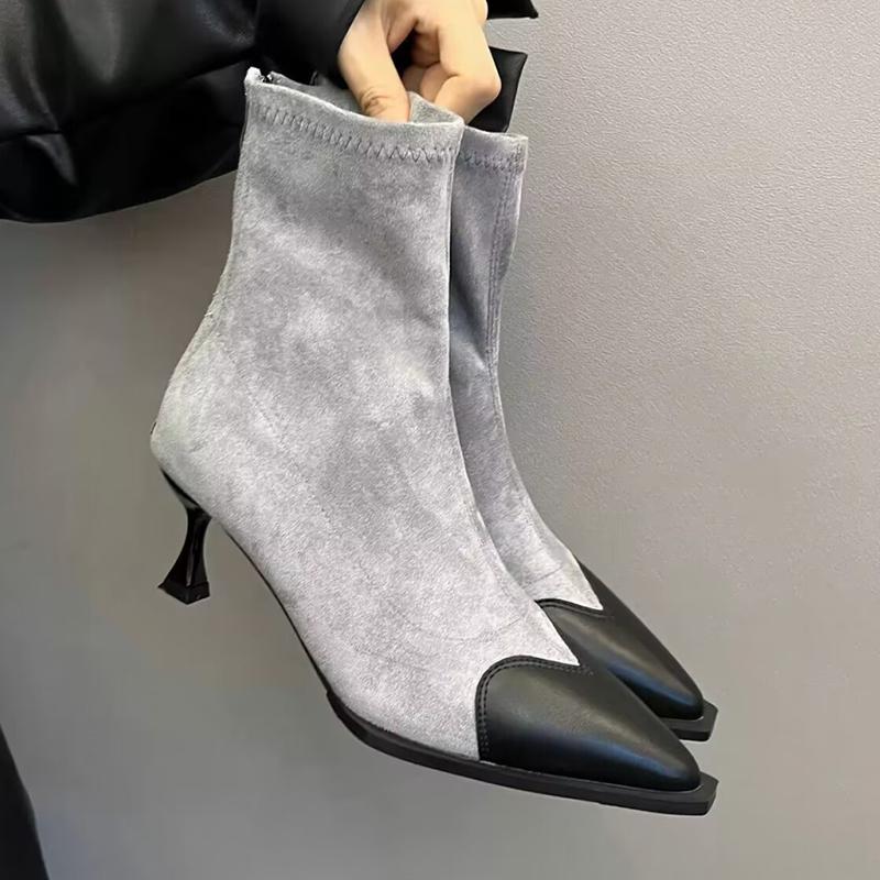 Мода Высокие каблуки женские леопардовые зимние ботильоны с острым носком 2025 года тренд зима новый выпускной на молнии челси носок туфли-лодочки женские ботинки