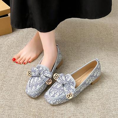 Модные женские балетки во французском стиле Весна 2025 Новые Устойчивый каблук Элегантная мягкая подошва Дышащие На все случаи жизни Бант-бабочка Туфли-лодочки