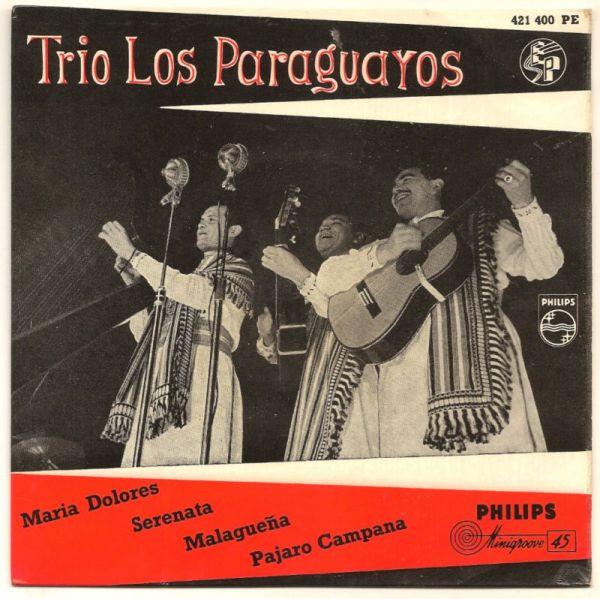 7-дюймовая пластинка TRIO LOS PARAGUAYOS Maria Dolores 421400PE PHILIPS 1958 Европа Латинская Америка Б/у