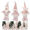 Sparkling Sequins Santa/Snowman/Elk Figurine Christmas Decoration Standing Doll with Extendable Legs for Fireplaces