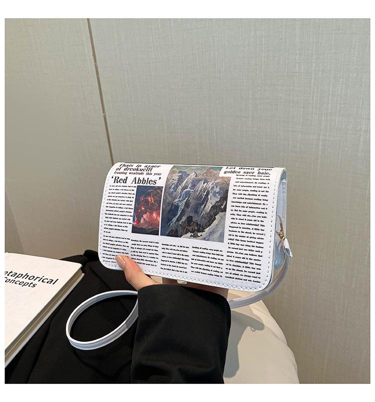 Газета Ветер 2025 Персонализированная Новая Мода Простой Дизайн Тренд Летняя На Плечо Кроссбоди Женская Маленькая Квадратная Сумка