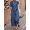 Women Summer Casual Cotton Outfits Half Sleeve T-shirt and Trousers Two Piece Suit Set