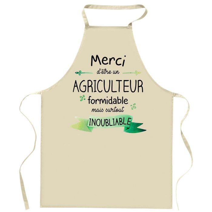 Tablier de cuisine - Planetee Agriculteur Merci Inoubliable - Coton résistant - Impression France - Liens ajustables