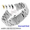 Stainless Steel Watch Band 18mm 20mm 22mm 24mm Strap Wristband Curved End Watch Strap Double Lock Buckle Replacement Wrist Belt