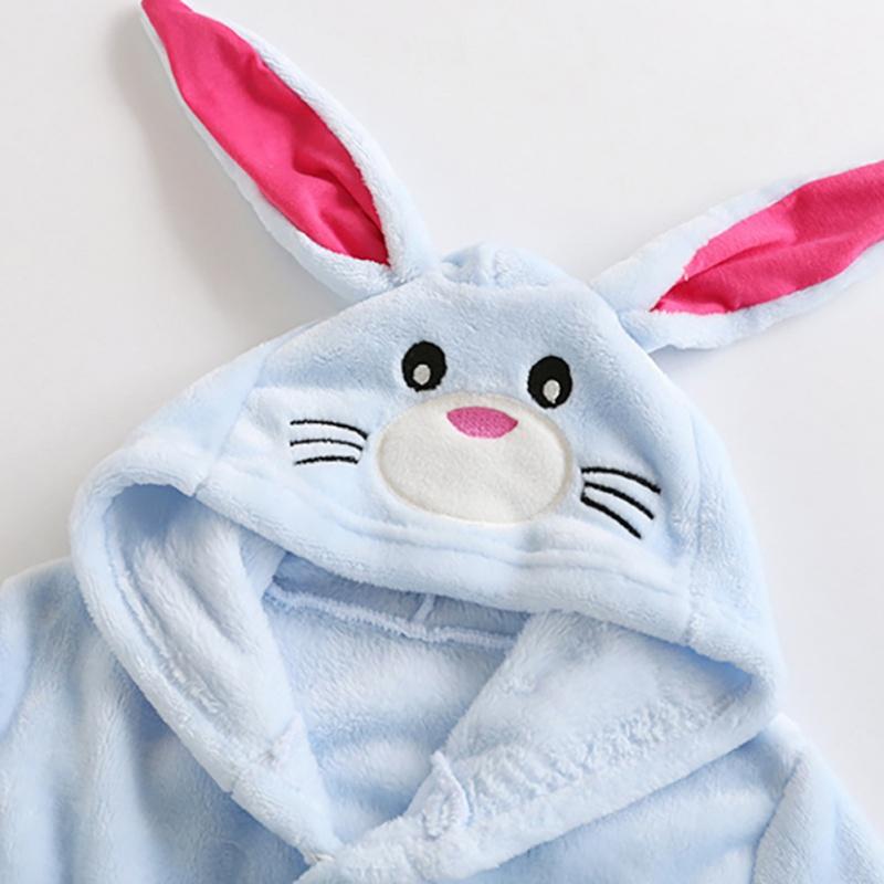 Kids Autumn Winter Bathrobe Baby Boy Girls Flannel Night Gown Cartoon Animal Pajamas Long Sleeve Hooded Childrens Sleepwear