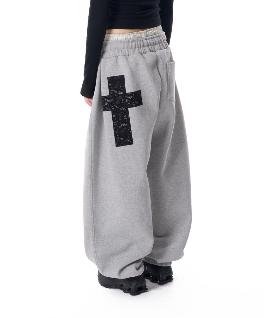 AAKAM Laced Cros2 Patch Sweatpants (Gray)