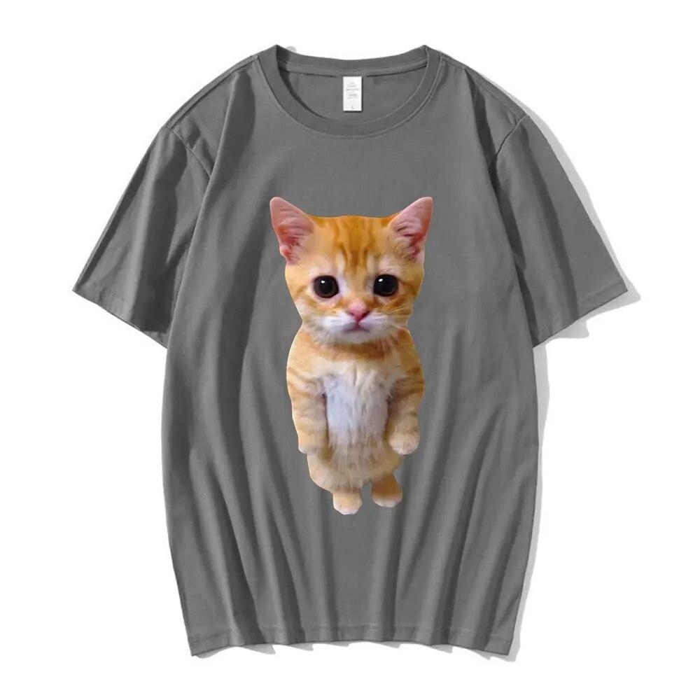 El Gato Meme Sad Crying Cat Munchkin Kitty Meme Модная футболка с рисунком Модные футболки с короткими рукавами Унисекс Негабаритная уличная одежда