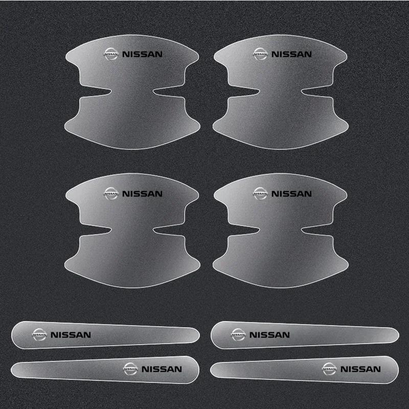 ABP3 8Pcs PVC Transparent Car Door Handle Wrist Bowl Trim Stickers For Nissan X-TRAIL XTRAIL T30 T31 T32 2013-2019 Logo Accessories