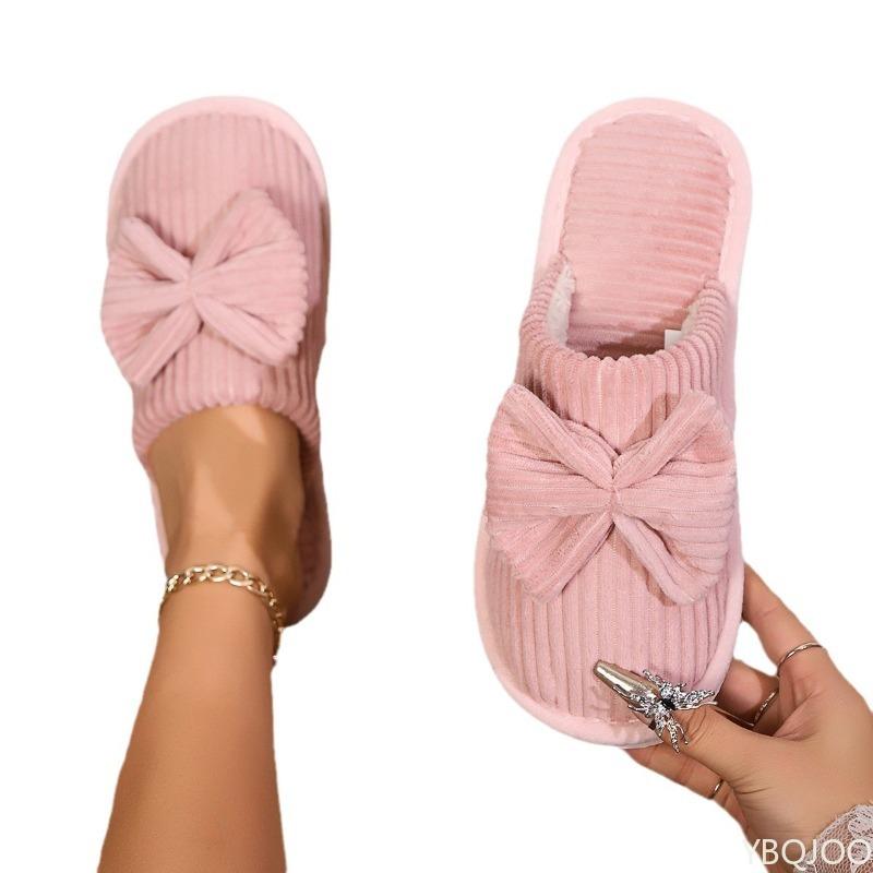 Модные Новые Удобные Хлопковые Тапочки для Осени Зимы Бантик Хлопковые Шлепанцы Домашние Внутренние Теплые Хлопковые Тапочки для Домашнего Использования