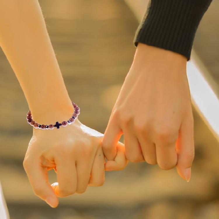Ручная работа Натуральное дерево Бусины Крест Браслет Мужские Шарм Бусины Эластичные Браслеты