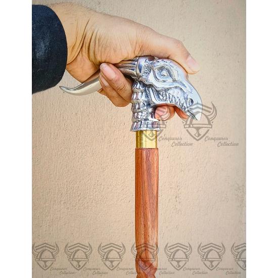 Антикварная морская латунь золотая голова дракона ручка трость деревянная трость подарки